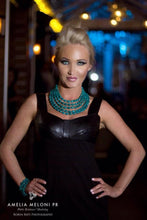 Load image into Gallery viewer, Five Row Teal Jade Statement Necklace - minadjewelry