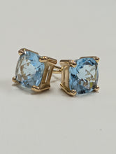 Load image into Gallery viewer, Blue Topaz Cushion Cut Earrings