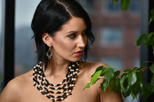 Load image into Gallery viewer, Onyx And Pearl Mutli Row Couture Necklace