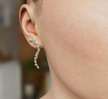 Load image into Gallery viewer, Marquise and Pear Shape Diamond Crawler Dangling Earrings