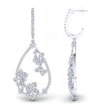 Load image into Gallery viewer, Diamond dangling floral earrings by mina d