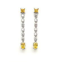 Load image into Gallery viewer, Diamond dangling straight earrings with yellow saphire
