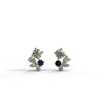 Load image into Gallery viewer, Diamond earrings with saphires