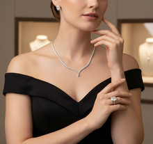 Load image into Gallery viewer, Diamond Tennis Necklace with Pear Shape Center Diamond