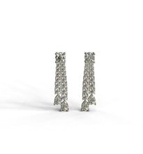 Load image into Gallery viewer, Two Row Diamond Dangling Earrings with Round Diamond Center at Top