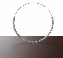 Load image into Gallery viewer, Diamond Tennis Necklace with Emerald Cut Diamond and Marquise Center