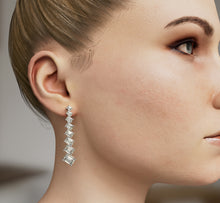Load image into Gallery viewer, Emerald Cut Diamond Line Long Earrings