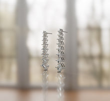 Load image into Gallery viewer, Emerald Cut Diamond Line Long Earrings