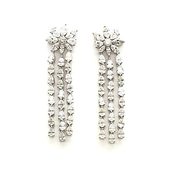 Fancy Shape Diamond Dangle Drop Earrings