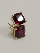 Load image into Gallery viewer, Garnet Cushion Cut Stud Earrings