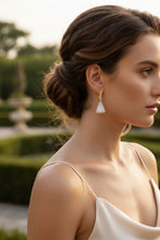 Load image into Gallery viewer, Druzy Triangle Earrings with Long Hammered Posts - minadjewelry