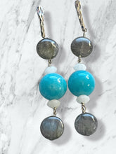 Load image into Gallery viewer, Amazonite, Labradorite Coin Earrings