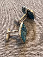 Load image into Gallery viewer, Ocean Blue Agate Cufflinks - minadjewelry