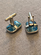 Load image into Gallery viewer, Ocean Blue Agate Cufflinks - minadjewelry