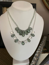 Load image into Gallery viewer, Green Moss Aquamarine &amp; White Topaz Briolle Necklace
