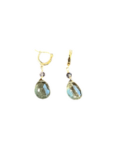 Load image into Gallery viewer, Green Moss Aquamarine Dangling Earrings
