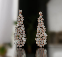Load image into Gallery viewer, Pear Shape and Round Diamonds Cluster Drop Earrings