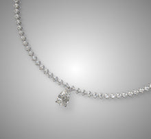 Load image into Gallery viewer, Diamond Tennis Necklace with Pear Shape Diamond Center