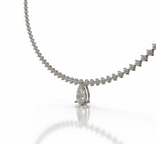Load image into Gallery viewer, Diamond Tennis Necklace with Pear Shape Diamond Center