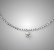 Load image into Gallery viewer, Diamond Tennis Necklace with Pear Shape Diamond Center