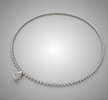 Load image into Gallery viewer, Diamond Tennis Necklace with Pear Shape Diamond Center