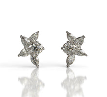 Load image into Gallery viewer, Pear Shape & Marquise Diamond Cluster Earrings