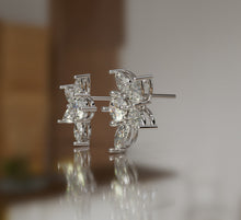 Load image into Gallery viewer, Pear Shape & Marquise Diamond Cluster Earrings