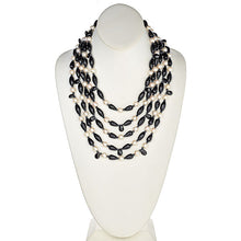 Load image into Gallery viewer, Onyx And Pearl Mutli Row Couture Necklace