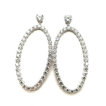 Load image into Gallery viewer, Oval Shape Diamond Dangle Earrings with Round Diamond Post