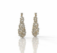 Load image into Gallery viewer, Pear Shape and Round Diamonds Cluster Drop Earrings