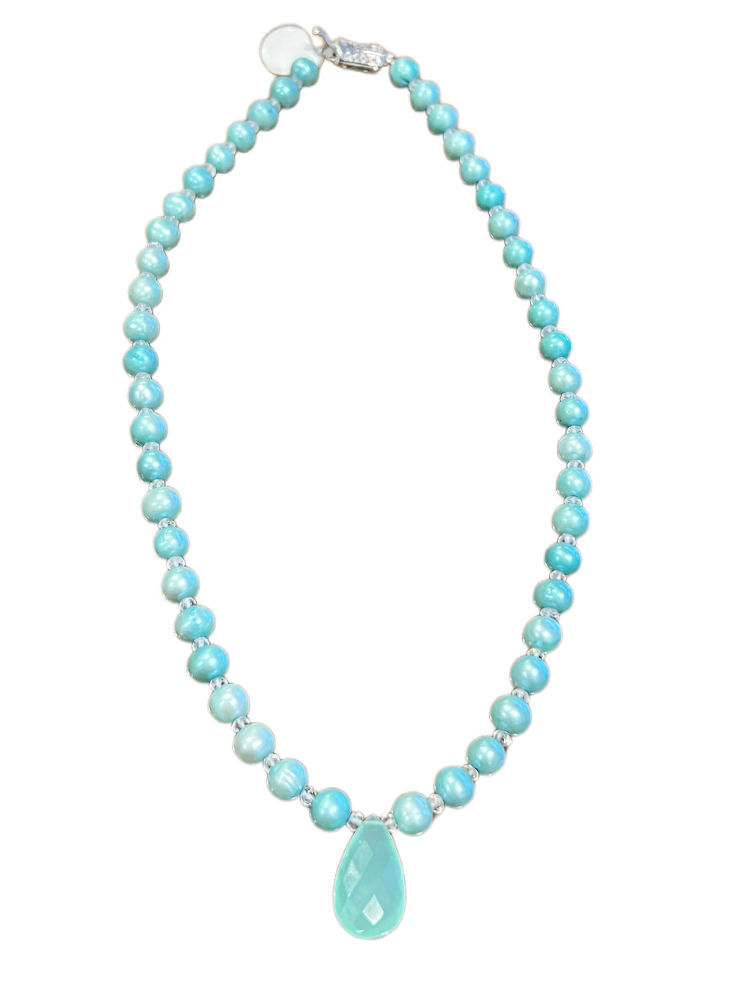 Chalcedony Briolle Seafoam Pearl Pendant Necklace