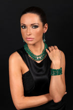 Load image into Gallery viewer, Green Agate and White Topaz Dangling Earrings - minadjewelry