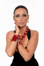 Load image into Gallery viewer, Three row Red Jade and Pink Pearl Necklace - minadjewelry