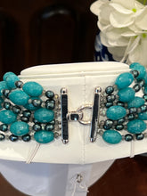 Load image into Gallery viewer, Teal Jade Seven Row Statement Necklace