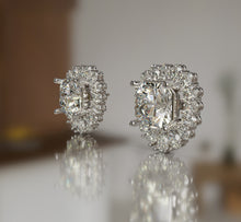 Load image into Gallery viewer, Radiant Cut Diamond Earrings with Oval & Pear Shape Diamonds Around