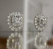 Load image into Gallery viewer, Radiant Cut Diamond Earrings with Oval & Pear Shape Diamonds Around