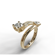 Load image into Gallery viewer, Three Row Pave Setting Pear Shape and Round Diamond Ring
