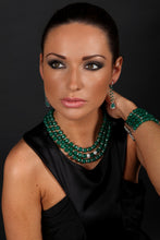 Load image into Gallery viewer, Green Agate Three Row Necklace