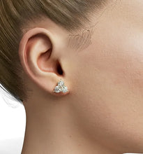 Load image into Gallery viewer, Three stone round diamond stud earrings