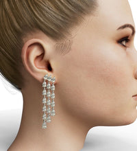 Load image into Gallery viewer, Three Row Diamond Pear Shape Statement Earrings