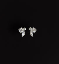 Load image into Gallery viewer, Trio Diamond  cluster earrings round and mq