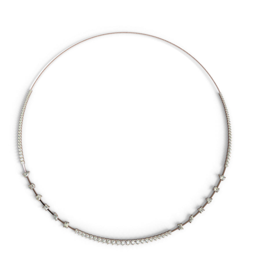 Mirror Fancy Shapes Diamond Tennis Necklace