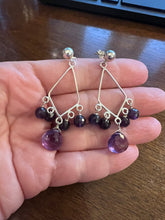 Load image into Gallery viewer, Amethyst Chandelier Earrings in Sterling Silver - minadjewelry