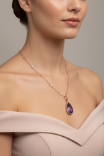 Load image into Gallery viewer, Amethyst Pavé Halo Pendant Model