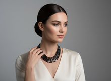 Load image into Gallery viewer, Black Spinel and CZ Starburst Statement Necklace - Corrected