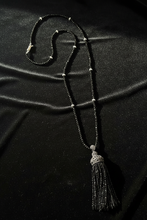 Load image into Gallery viewer, Black spinel tassel necklace styled layout