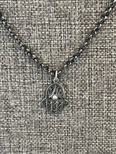 Load image into Gallery viewer, Black Hamsa Pendant Necklace