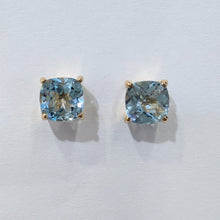 Load image into Gallery viewer, Blue Topaz Cushion Cut Earrings