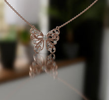 Load image into Gallery viewer, Butterfly Diamond Pendant Necklace
