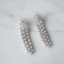 Load image into Gallery viewer, Cascading diamond floral earrings - accurate design